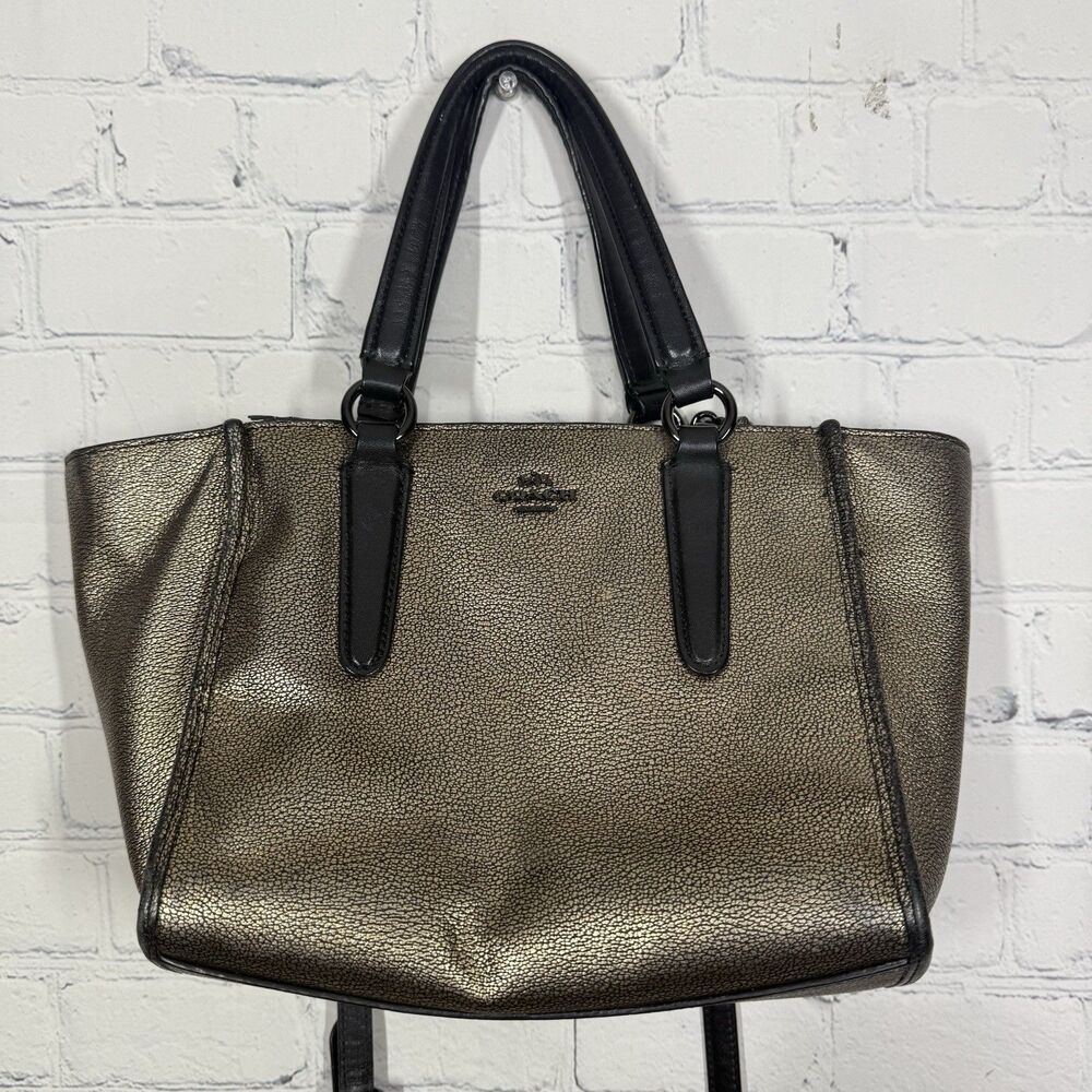 Coach Crosbody Bag Mini Carryall in Metallic Leather Handbag Party Colorblock